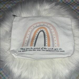 Rainbow Canvas Pouch - White with Multicolor Accents
